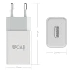 IVON AD-33 2-in-1 2.1A Ein-USB-Port-Reiseladegerät + 1m USB auf USB-C / Type-C Datenkabel Set, EU Stecker, US Stecker