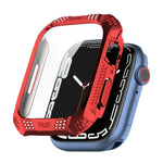 Rhombus Belt Drill + Tempered Film Integrated Case, For Apple Watch Series 9 / 8 / 7 41mm, For Apple Watch Series 9 / 8 / 7 45mm