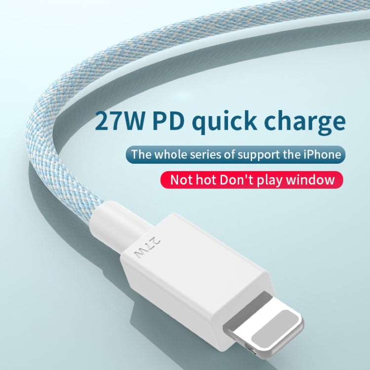 27W PD USB-C / Typ-C auf 8 Pin Schnelllade-Datenkabel mit Geflecht, Kabellänge: 1m, 27W