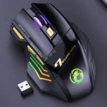 iMICE GW-X7 2.4G + Bluetooth Dual Mode kabellose Gaming-Maus mit 7 Tasten, geräuschlos, wiederaufladbar, mit farbigen RGB-Lichtern, GW-X7 2.4G + Bluetooth