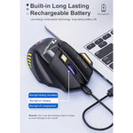 iMICE GW-X7 2.4G + Bluetooth Dual Mode kabellose Gaming-Maus mit 7 Tasten, geräuschlos, wiederaufladbar, mit farbigen RGB-Lichtern, GW-X7 2.4G + Bluetooth