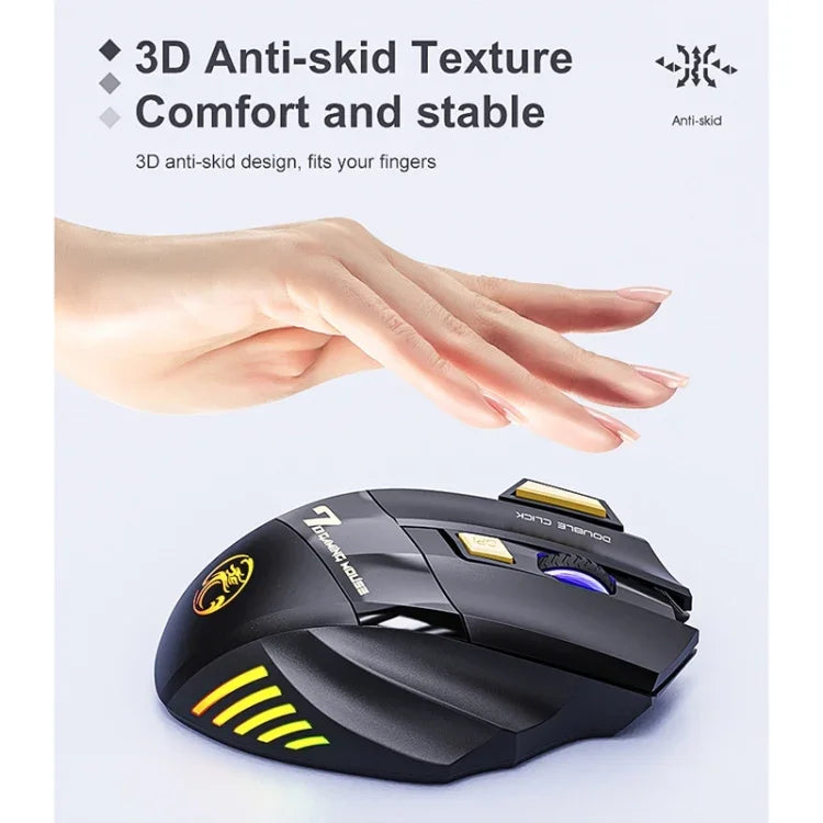 iMICE GW-X7 2.4G + Bluetooth Dual Mode kabellose Gaming-Maus mit 7 Tasten, geräuschlos, wiederaufladbar, mit farbigen RGB-Lichtern, GW-X7 2.4G + Bluetooth