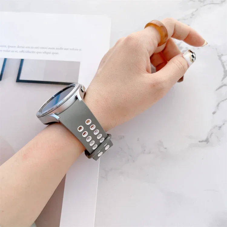 Double Buckles Two-color Silicone Watchband, For Samsung Galaxy Watch4 40mm, For Samsung Galaxy Watch4 44mm