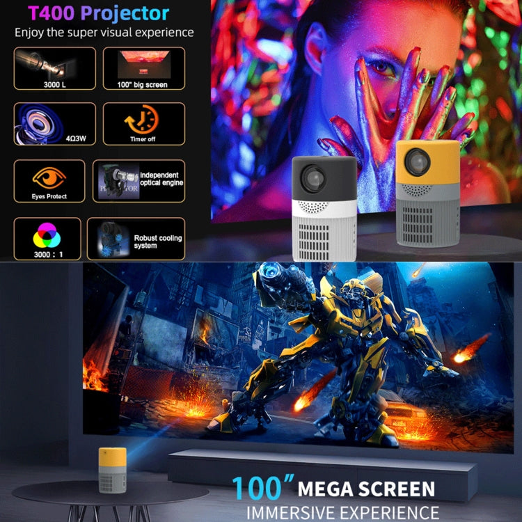 T400 100 Zoll Bildschirm 3000 Lumen LED Mini Projektor, Basisversion, EU-Stecker, Basisversion, US-Stecker, Basisversion, UK-Stecker, Basisversion, AU-Stecker