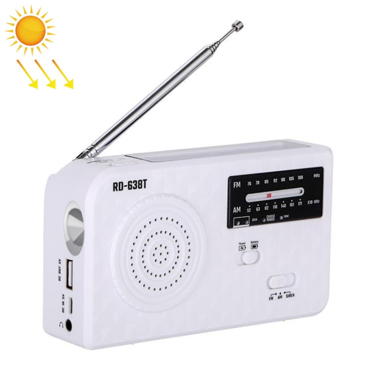 RD-638T Zweiband Solarbetriebener AM / FM Radio Player Taschenlampe mit Dynamo-Funktion