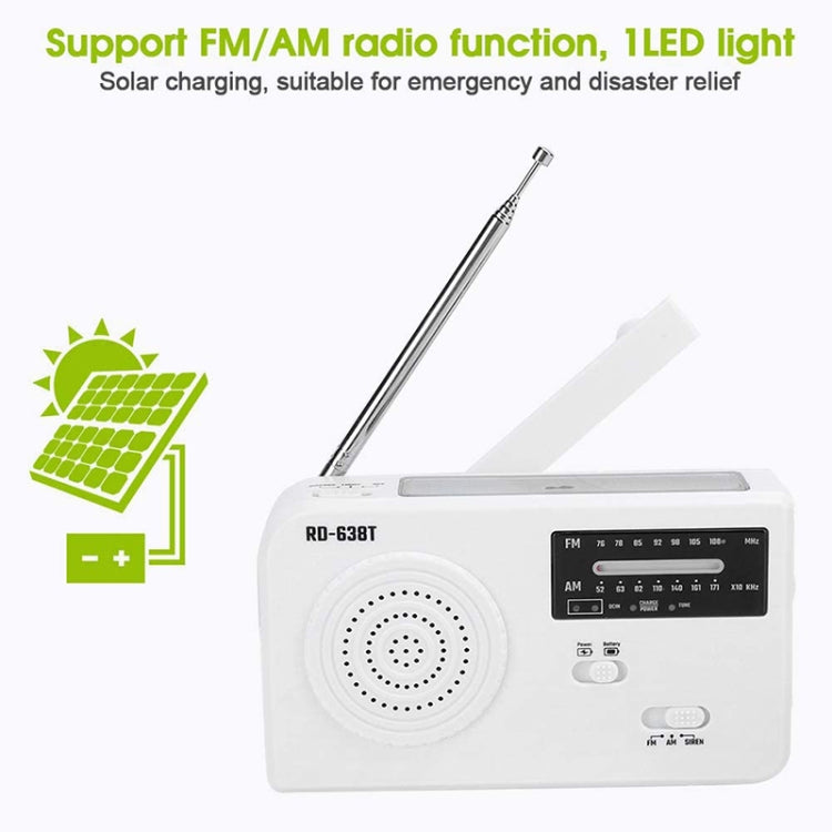 RD-638T Zweiband Solarbetriebener AM / FM Radio Player Taschenlampe mit Dynamo-Funktion