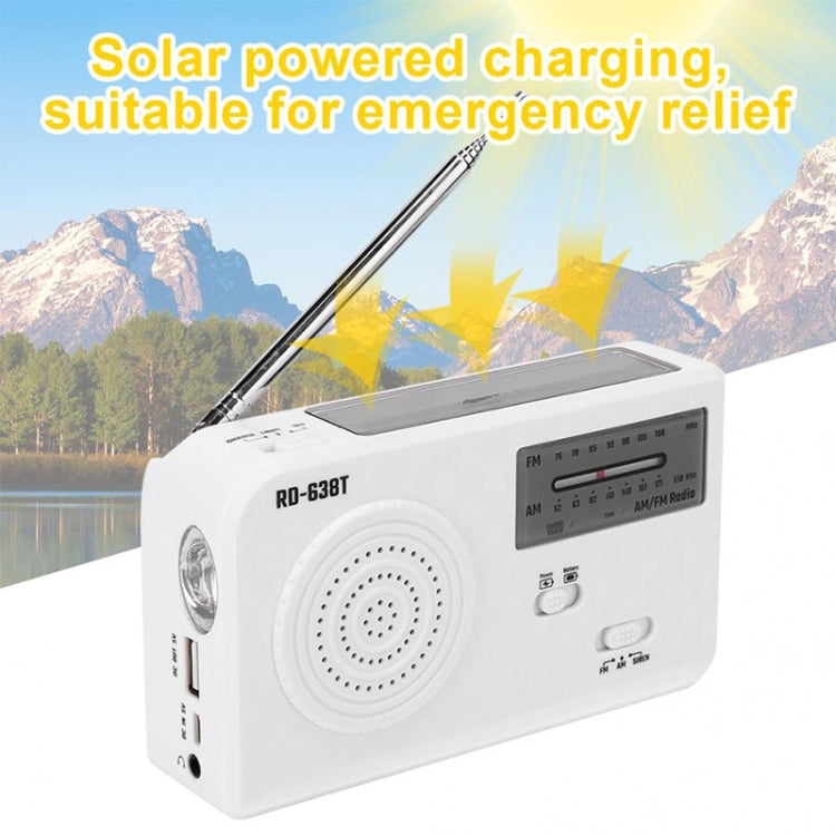 RD-638T Zweiband Solarbetriebener AM / FM Radio Player Taschenlampe mit Dynamo-Funktion