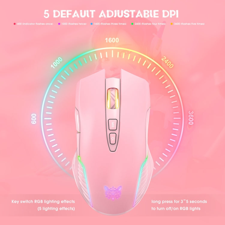 ONIKUMA CW905 2.4G RGB Lighting Kabellose Maus, CW905 Kabellose Maus (Schwarz), CW905 Kabellose Maus (Rosa), CW905 Kabellose Maus (Grau-Weiß)