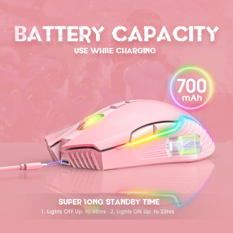 ONIKUMA CW905 2.4G RGB Lighting Kabellose Maus, CW905 Kabellose Maus (Schwarz), CW905 Kabellose Maus (Rosa), CW905 Kabellose Maus (Grau-Weiß)