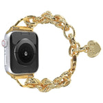 Edelstahl-Armband mit Herzanhänger für Apple Watch Series 7 (41 mm), 6, SE, 5 und 4 (40 mm), 3, 2 und 1 (38 mm), 7 (45 mm), 6, SE, 5 und 4 (44 mm) sowie 3, 2 und 1 (42 mm)