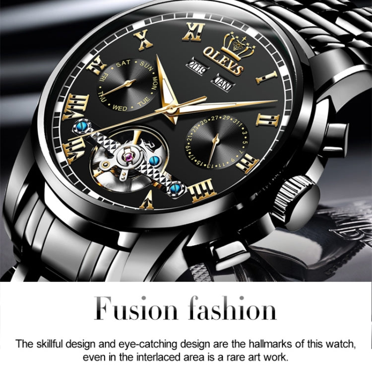OLEVS 6607 Multifunktionale Herren Große Schwungmasse Automatische Wasserdichte Mechanische Uhr