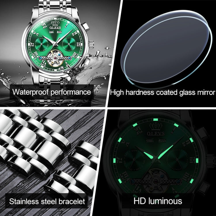 OLEVS 6607 Multifunktionale Herren Große Schwungmasse Automatische Wasserdichte Mechanische Uhr