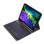 A11BS Lammleder-Textur ultradünne Bluetooth Tastatur Lederhülle mit Stifthalter & Hintergrundbeleuchtung, A11BS