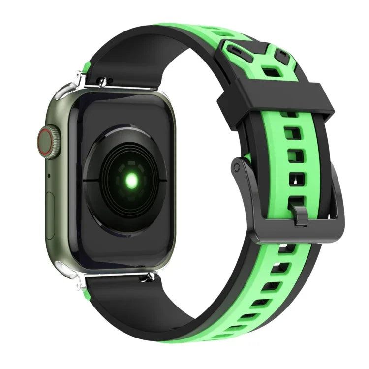 Zweifarbiges Silikonarmband für Apple Watch Series 7 (41 mm), 6, SE, 5 und 4 (40 mm), 3, 2 und 1 (38 mm), 7 (45 mm), 6, SE, 5 und 4 (44 mm) sowie 3, 2 und 1 (42 mm)