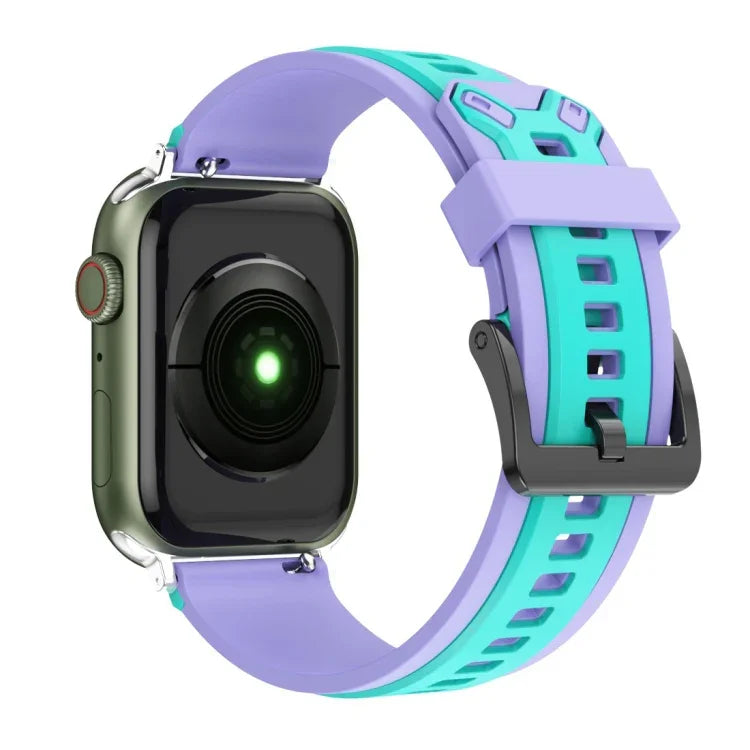 Two-Color Silicone Watchband For Apple Watch Series, 7 41mm / 6&SE&5&4 40mm / 3&2&1 38mm, 7 45mm / 6&SE&5&4 44mm / 3&2&1 42mm
