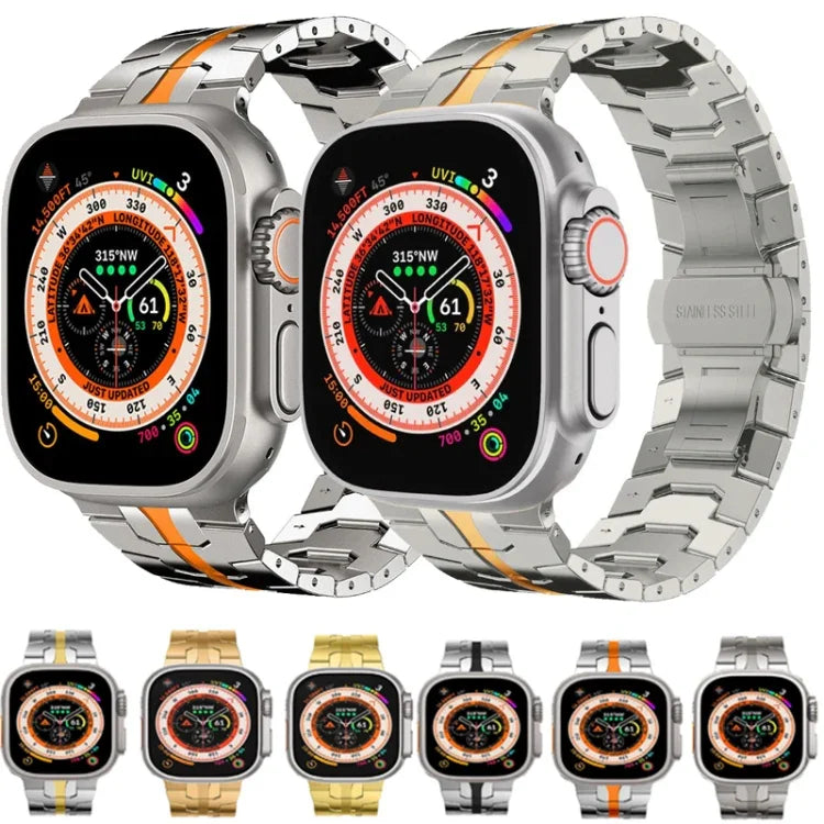 Edelstahlarmband für Apple Watch Series 7 (41 mm), 6, SE, 5 und 4 (40 mm), 3, 2 und 1 (38 mm), 7 (45 mm), 6, SE, 5 und 4 (44 mm) sowie 3, 2 und 1 (42 mm)
