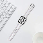 Three-line Leather Watchband For Apple Watch Series, 7 41mm / 6&SE&5&4 40mm / 3&2&1 38mm, 7 45mm / 6&SE&5&4 44mm / 3&2&1 42mm