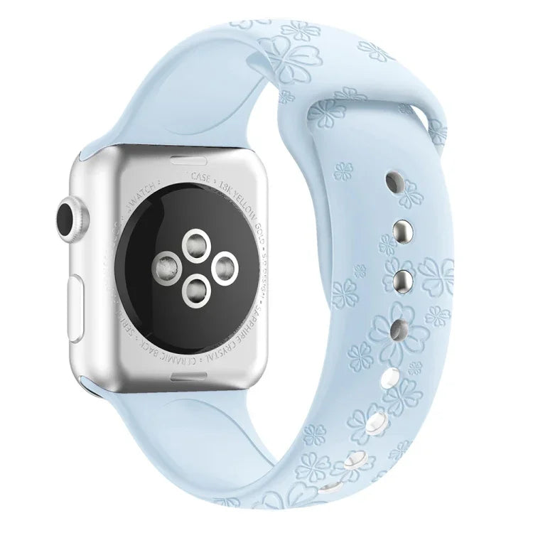 Kleeblatt-geprägtes Silikon-Armband für Apple Watch Series, 7 45mm / 6&SE&5&4 44mm / 3&2&1 42mm, 7 41mm / 6&SE&5&4 40mm / 3&2&1 38mm