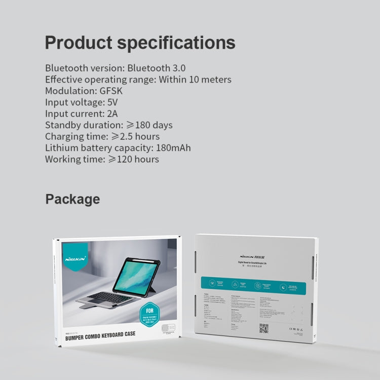 NILLKIN Bluetooth Touch Tastatur Smart Schutzhülle Tablet-Hülle, Für iPad Air 10.9 2020 / Air 4 / Air 5 / Pro 11 2020 / 2021 / 2022