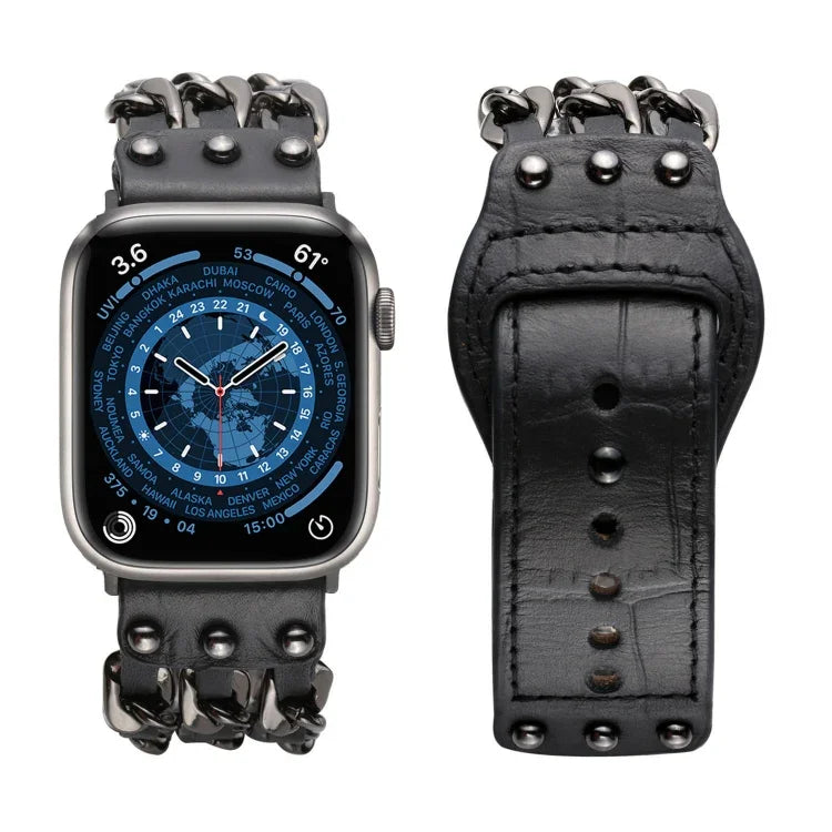 Echtes Lederarmband im Herrenstil für Apple Watch Series 7 (41 mm), 6, SE, 5 und 4 (40 mm), 3, 2 und 1 (38 mm), 7 (45 mm), 6, SE, 5 und 4 (44 mm) sowie 3, 2 und 1 (42 mm).