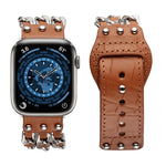 Echtes Lederarmband im Herrenstil für Apple Watch Series 7 (41 mm), 6, SE, 5 und 4 (40 mm), 3, 2 und 1 (38 mm), 7 (45 mm), 6, SE, 5 und 4 (44 mm) sowie 3, 2 und 1 (42 mm).