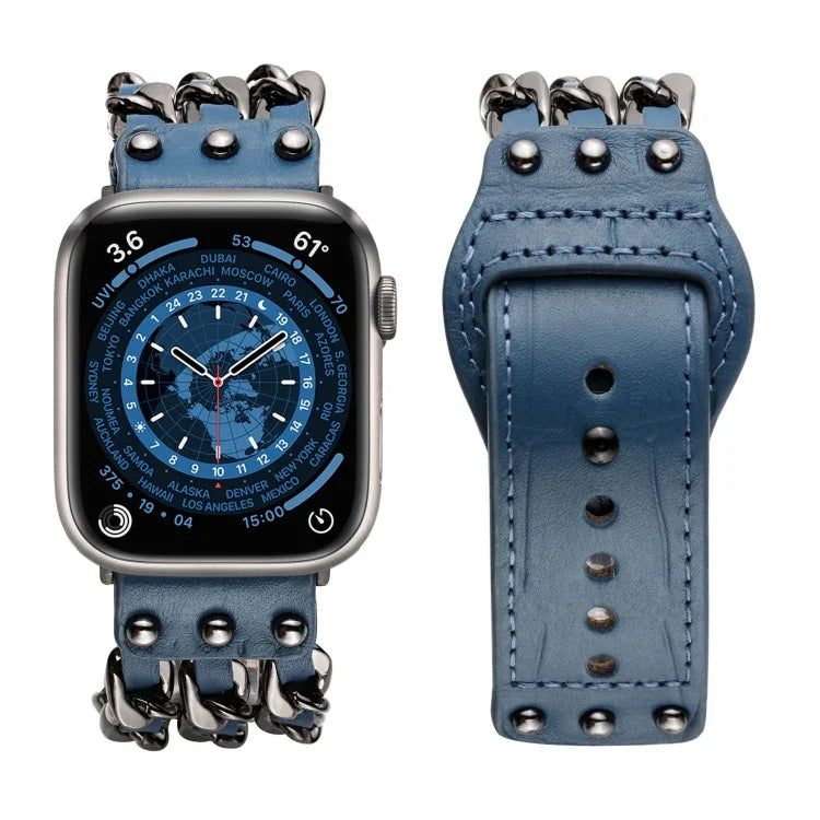 Echtes Lederarmband im Herrenstil für Apple Watch Series 7 (41 mm), 6, SE, 5 und 4 (40 mm), 3, 2 und 1 (38 mm), 7 (45 mm), 6, SE, 5 und 4 (44 mm) sowie 3, 2 und 1 (42 mm).