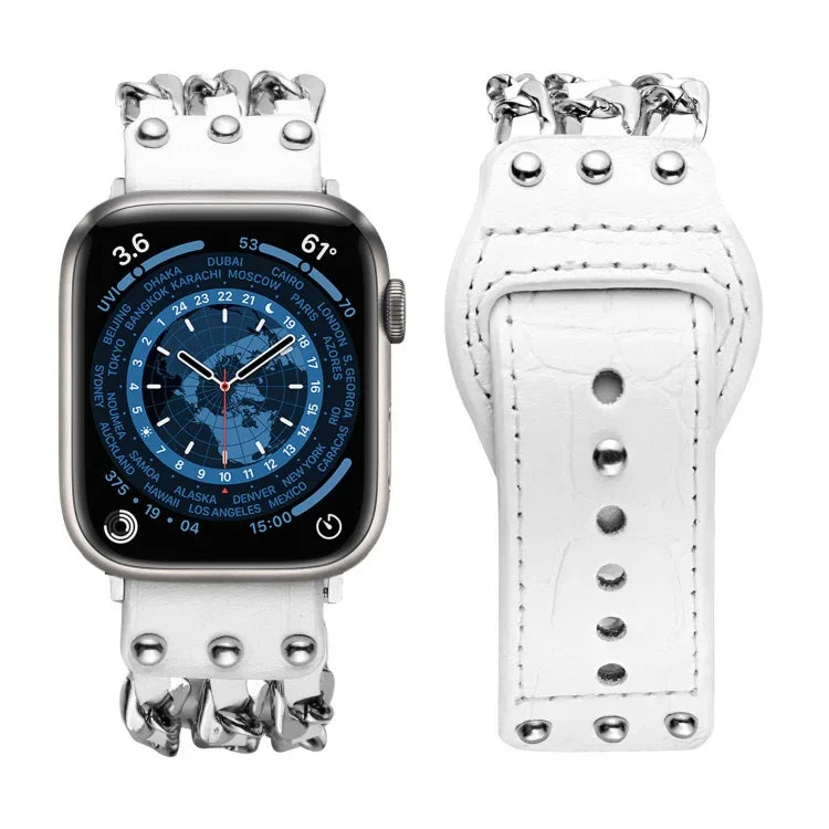 Echtes Lederarmband im Herrenstil für Apple Watch Series 7 (41 mm), 6, SE, 5 und 4 (40 mm), 3, 2 und 1 (38 mm), 7 (45 mm), 6, SE, 5 und 4 (44 mm) sowie 3, 2 und 1 (42 mm).