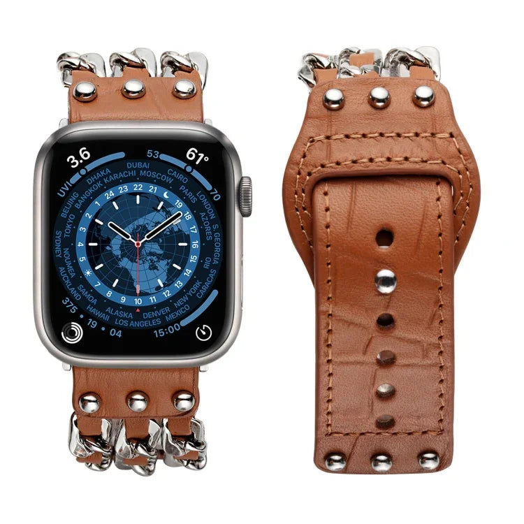 Echtes Lederarmband im Herrenstil für Apple Watch Series 7 (41 mm), 6, SE, 5 und 4 (40 mm), 3, 2 und 1 (38 mm), 7 (45 mm), 6, SE, 5 und 4 (44 mm) sowie 3, 2 und 1 (42 mm).