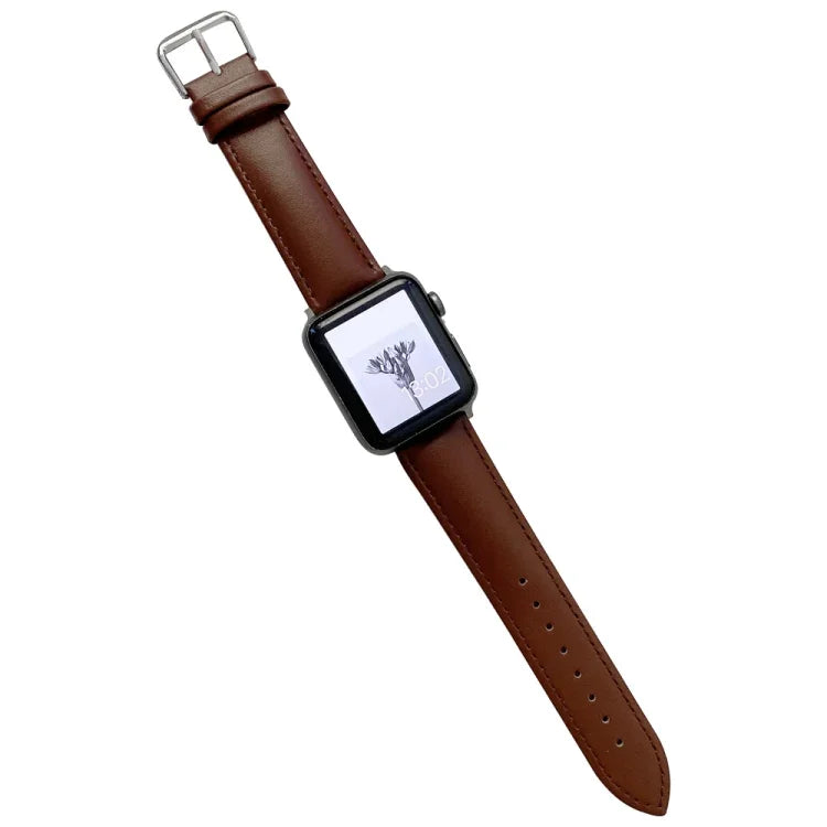 Glänzendes Lederarmband für Apple Watch Series 7 (41 mm), 6, SE, 5 und 4 (40 mm), 3, 2 und 1 (38 mm), 7 (45 mm), 6, SE, 5 und 4 (44 mm) sowie 3, 2 und 1 (42 mm)
