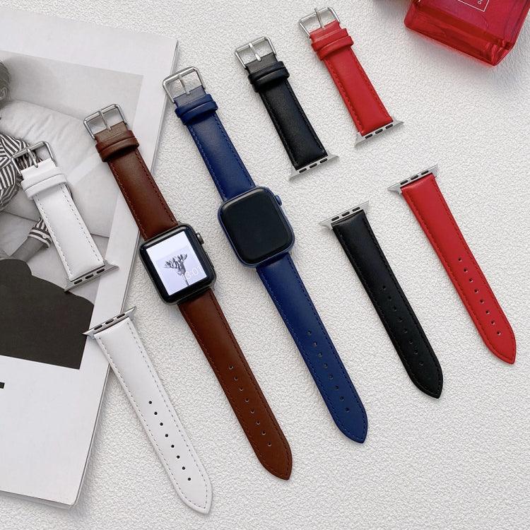 Glänzendes Lederarmband für Apple Watch Series 7 (41 mm), 6, SE, 5 und 4 (40 mm), 3, 2 und 1 (38 mm), 7 (45 mm), 6, SE, 5 und 4 (44 mm) sowie 3, 2 und 1 (42 mm)