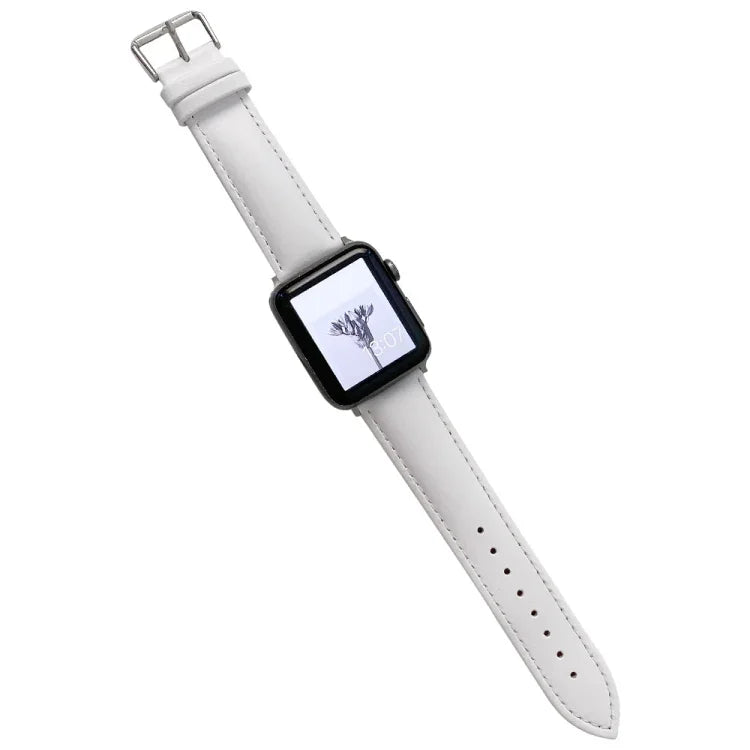 Glänzendes Lederarmband für Apple Watch Series 7 (41 mm), 6, SE, 5 und 4 (40 mm), 3, 2 und 1 (38 mm), 7 (45 mm), 6, SE, 5 und 4 (44 mm) sowie 3, 2 und 1 (42 mm)