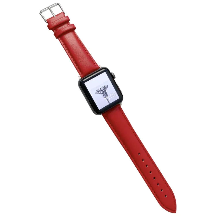 Glänzendes Lederarmband für Apple Watch Series 7 (41 mm), 6, SE, 5 und 4 (40 mm), 3, 2 und 1 (38 mm), 7 (45 mm), 6, SE, 5 und 4 (44 mm) sowie 3, 2 und 1 (42 mm)