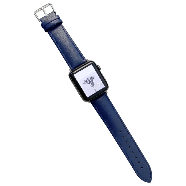 Glänzendes Lederarmband für Apple Watch Series 7 (41 mm), 6, SE, 5 und 4 (40 mm), 3, 2 und 1 (38 mm), 7 (45 mm), 6, SE, 5 und 4 (44 mm) sowie 3, 2 und 1 (42 mm)