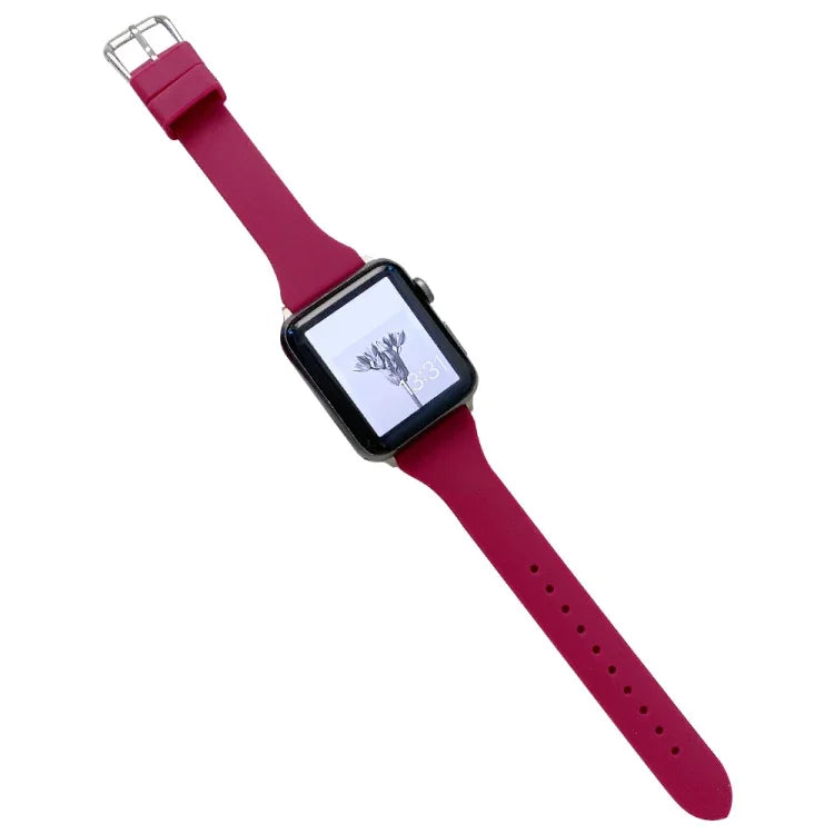 Small Waist Silicone Watchband For Apple Watch Series, 7 41mm / 6&SE&5&4 40mm / 3&2&1 38mm, 7 45mm / 6&SE&5&4 44mm / 3&2&1 42mm