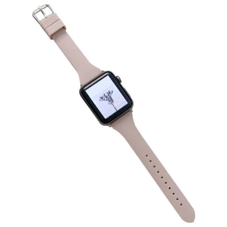 Small Waist Silicone Watchband For Apple Watch Series, 7 41mm / 6&SE&5&4 40mm / 3&2&1 38mm, 7 45mm / 6&SE&5&4 44mm / 3&2&1 42mm