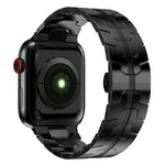 Metallarmband mit Schmetterlingsschließe für Apple Watch Series 7 (41 mm), 6, SE, 5 und 4 (40 mm), 3, 2 und 1 (38 mm) und 7 (45 mm), 6, SE, 5 und 4 (44 mm) sowie 3, 2 und 1 (42 mm).
