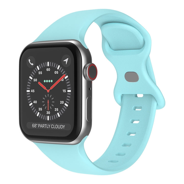 Butterfly Buckle Silicone Watchband, Size: S For Apple Watch Series, 7 41mm / 6&SE&5&4 40mm / 3&2&1 38mm