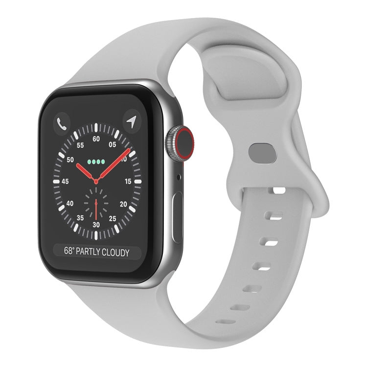 Schmetterlingsschnallen-Silikonarmband, Größe: L Für Apple Watch Series, 7 41mm / 6&SE&5&4 40mm / 3&2&1 38mm