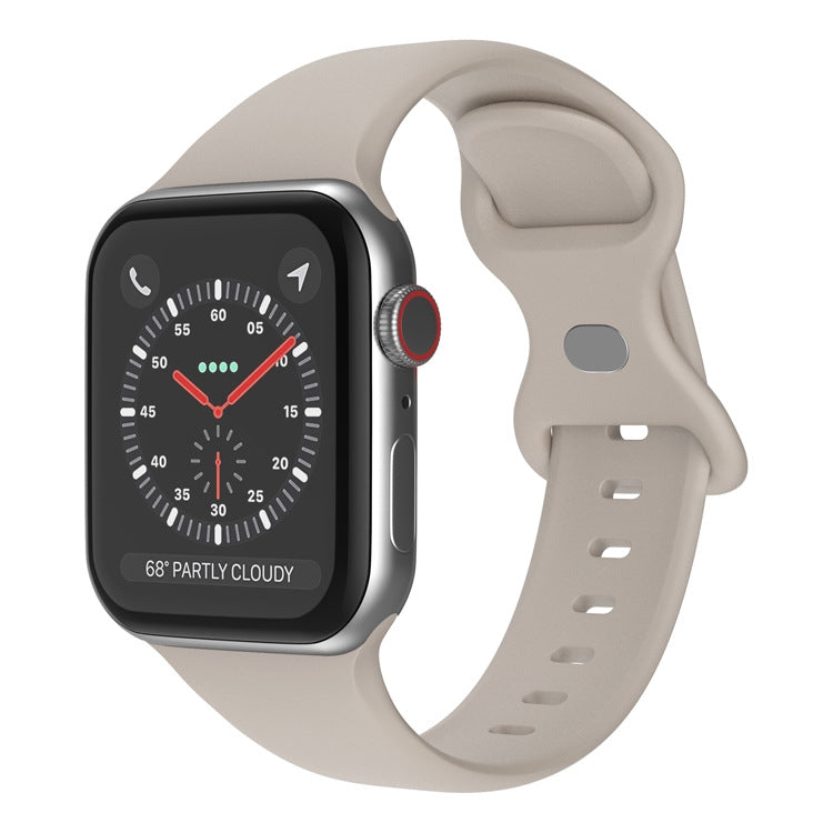 Schmetterlingsschnallen-Silikonarmband, Größe: L Für Apple Watch Series, 7 41mm / 6&SE&5&4 40mm / 3&2&1 38mm
