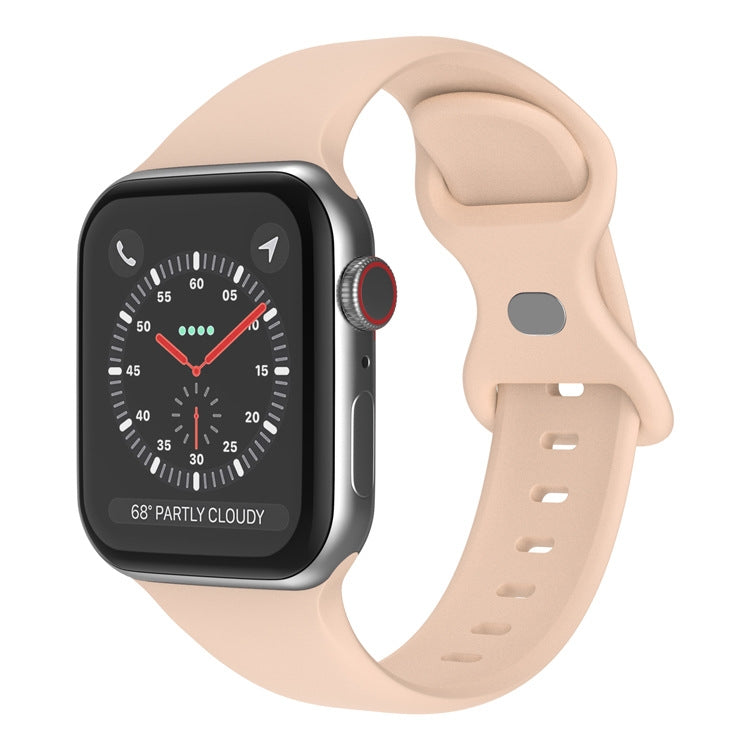 Schmetterlingsschnallen-Silikonarmband, Größe: L Für Apple Watch Series, 7 41mm / 6&SE&5&4 40mm / 3&2&1 38mm