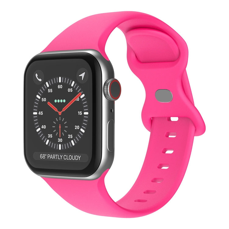 Schmetterlingsschnallen-Silikonarmband, Größe: L Für Apple Watch Series, 7 41mm / 6&SE&5&4 40mm / 3&2&1 38mm
