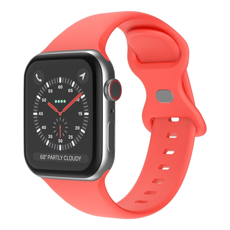 Schmetterlingsschnallen-Silikonarmband, Größe: L Für Apple Watch Series, 7 41mm / 6&SE&5&4 40mm / 3&2&1 38mm