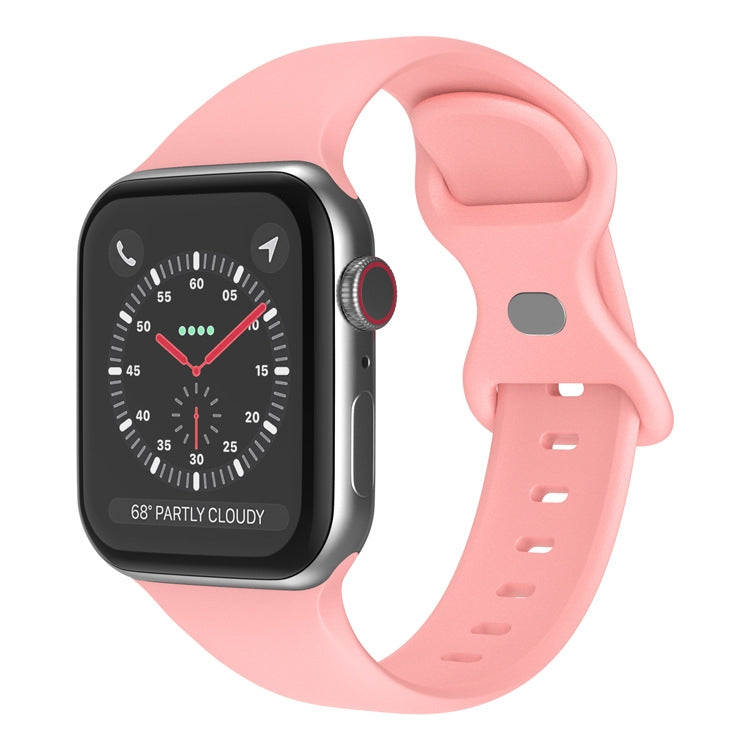 Schmetterlingsschnallen-Silikonarmband, Größe: L Für Apple Watch Series, 7 41mm / 6&SE&5&4 40mm / 3&2&1 38mm