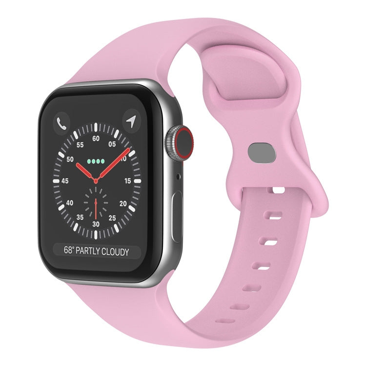 Schmetterlingsschnallen-Silikonarmband, Größe: L Für Apple Watch Series, 7 41mm / 6&SE&5&4 40mm / 3&2&1 38mm
