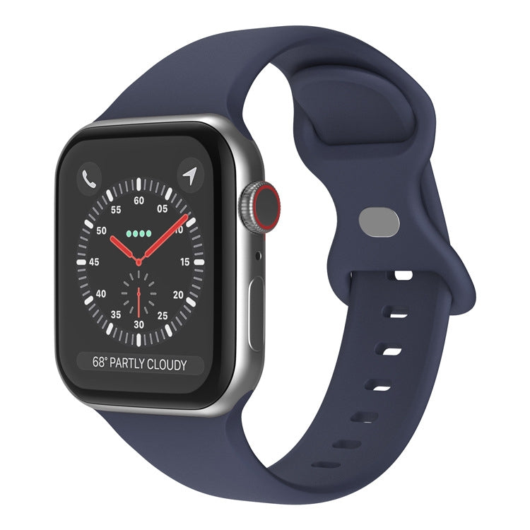 Schmetterlingsschnallen-Silikonarmband, Größe: L Für Apple Watch Series, 7 41mm / 6&SE&5&4 40mm / 3&2&1 38mm