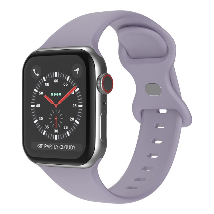 Schmetterlingsschnallen-Silikonarmband, Größe: L Für Apple Watch Series, 7 41mm / 6&SE&5&4 40mm / 3&2&1 38mm