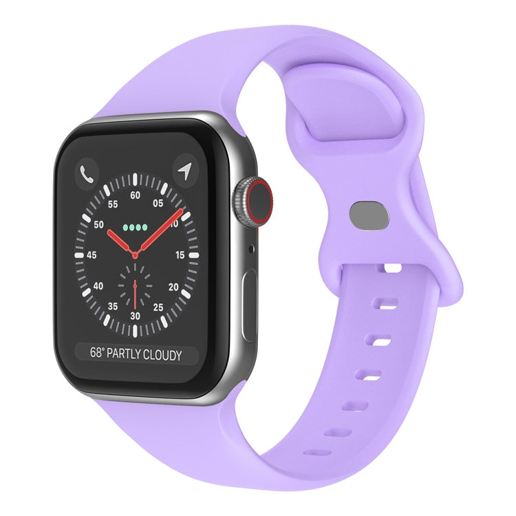 Schmetterlingsschnallen-Silikonarmband, Größe: L Für Apple Watch Series, 7 41mm / 6&SE&5&4 40mm / 3&2&1 38mm