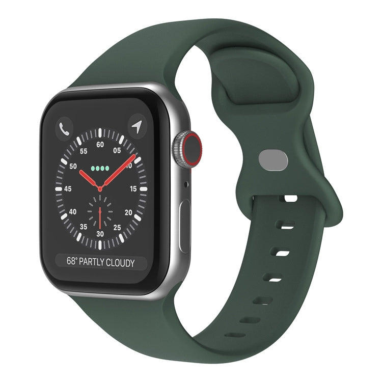 Schmetterlingsschnallen-Silikonarmband, Größe: L Für Apple Watch Series, 7 41mm / 6&SE&5&4 40mm / 3&2&1 38mm