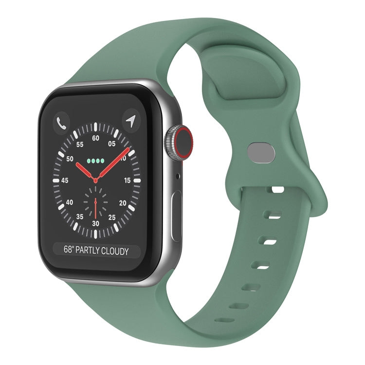 Schmetterlingsschnallen-Silikonarmband, Größe: L Für Apple Watch Series, 7 41mm / 6&SE&5&4 40mm / 3&2&1 38mm