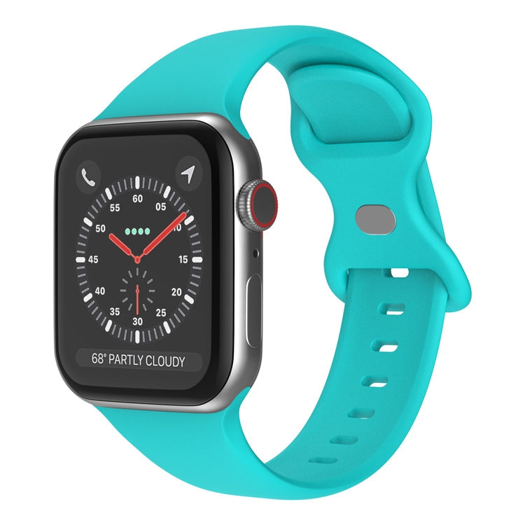 Schmetterlingsschnallen-Silikonarmband, Größe: L Für Apple Watch Series, 7 41mm / 6&SE&5&4 40mm / 3&2&1 38mm
